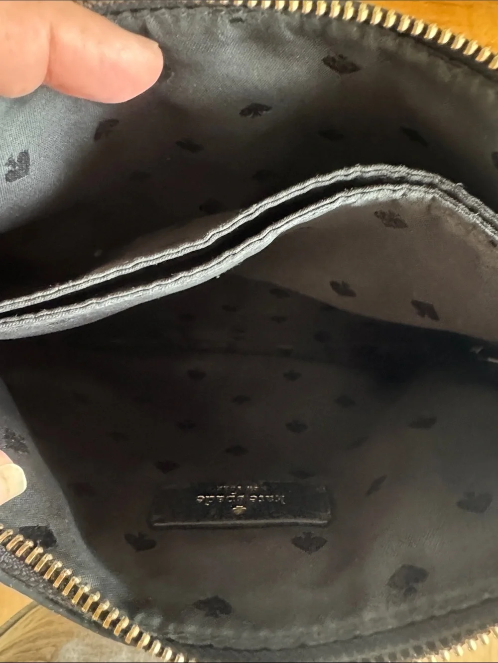 kate spade Black Pebbled Leather Crossbody Bag with Gold Logo